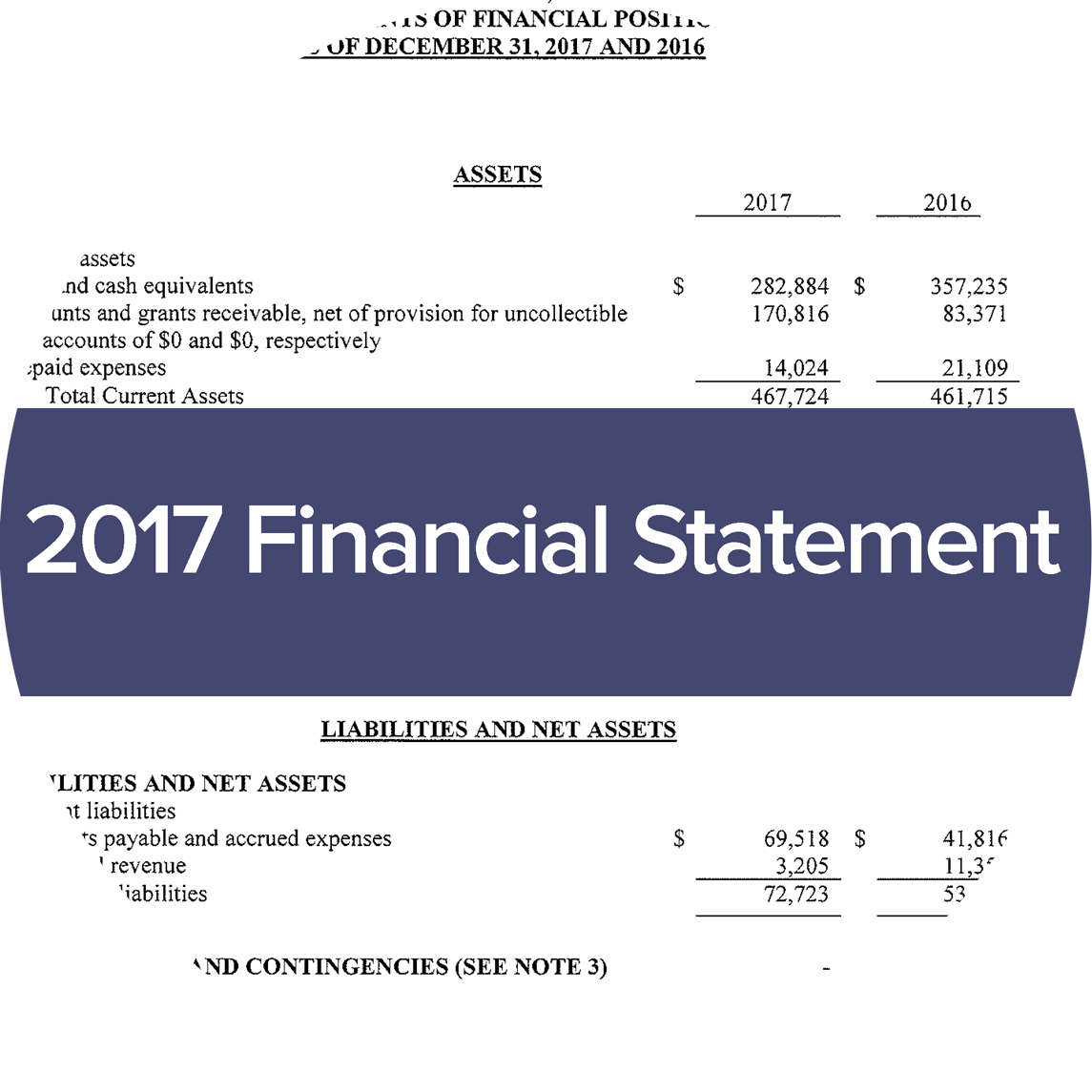 image of 2017 centerlink financial statement